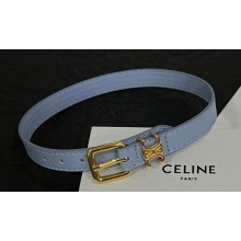Celine Les Cuirs Celine Double Bracelet Pale Blue in Calfskin and Brass with Gold Finish 2024