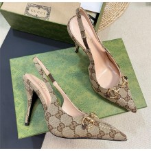 Gucci Women's GG canvas slingback pump 782408 beige 2024