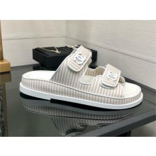 CHANEL Stripes Casual Style Party Style Footbed Sandals beige 2024