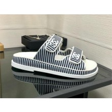 CHANEL Stripes Casual Style Party Style Footbed Sandals black 2024