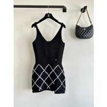 CHANEL Cashmere, Silk & Wool Black & White DRESS P74368 2024 SS