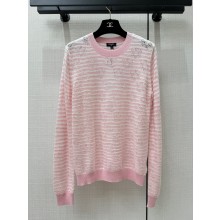 CHANEL Mixed Fibers & Cotton White & Pink PULLOVER P76508 2024 SS