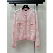 CHANEL Mixed Fibers & Cotton White & Pink CARDIGAN P76508 2024 SS 