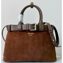 Prada Medium Buckle suede bag with belt 1BA434 2024