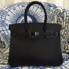 hermes so black birkin 30/35 bag in box leather