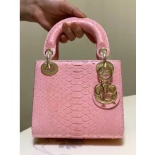 Lady Dior Python Mini Bag pink with gold hardware