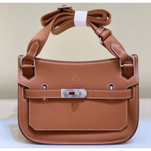 Hermes mini jypsiere bag in swift leather Golden Brown with Silver Hardware (original quality+handmade)