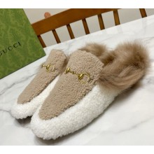 Gucci Wool Fur 2015 Re-Edition women's Princetown Slipper with Horsebit -02-1108-2024
