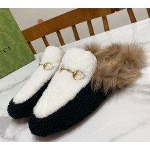 Gucci Wool Fur 2015 Re-Edition women's Princetown Slipper with Horsebit -03-1108-2024