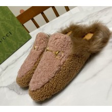Gucci Wool Fur 2015 Re-Edition women's Princetown Slipper with Horsebit -06-1108-2024