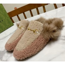 Gucci Wool Fur 2015 Re-Edition women's Princetown Slipper with Horsebit -07-1108-2024