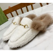 Gucci Wool Fur 2015 Re-Edition women's Princetown Slipper with Horsebit -08-1108-2024