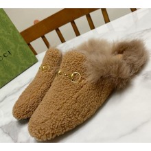 Gucci Wool Fur 2015 Re-Edition women's Princetown Slipper with Horsebit -10-1108-2024