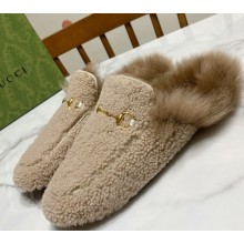 Gucci Wool Fur 2015 Re-Edition women's Princetown Slipper with Horsebit -12-1108-2024