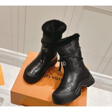 Louis Vuitton Ruby Flat Ankle Boot Calf leather and Monogram nylon1ADCBX black 1108-2024