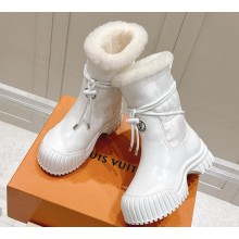 Louis Vuitton Ruby Flat Ankle Boot Calf leather and Monogram nylon 1ADCBH blanc 1108-2024