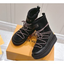 Louis Vuitton Aspen Platform Ankle Boot  Monogram-debossed suede calf leather and shearling1AC75U Black 1108-2024