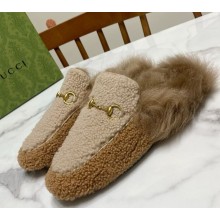 Gucci Wool Fur 2015 Re-Edition women's Princetown Slipper with Horsebit -01-1108-2024