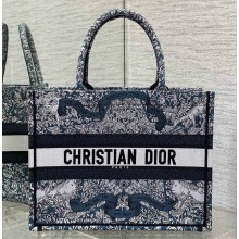 Dior Medium Book Tote bag in Blue Embroidery with White Dior Around the World Motif 2025