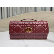 dior Miss Caro Top Handle Pouch in Burgundy Macrocannage Lambskin 2025