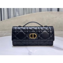 dior Miss Caro Top Handle Pouch in Black Macrocannage Lambskin 2025