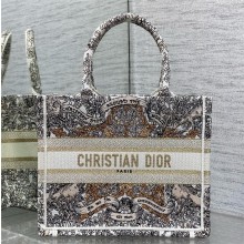 Dior SMALL Book Tote bag in Latte Embroidery with Gold-Tone Dior Around the World Motif 2025
