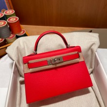 Hermes Mini Kelly II Handbag rouge de coeur original epsom leather
