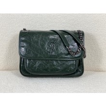 Saint Laurent Niki medium Bag green in vintage leather with silver hardware(original quality)
