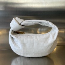 Bottega Veneta crocodile pattern leather mini jodie top handle bag white 2024