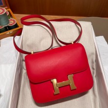 Hermes Constance 18 in original swift Leather rouge de coeur with gold Hardware handmade