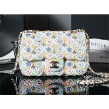 Chanel Embroidered Satin,Sequins,PINK,BLUE Mini Classic Handbag A69900 2024