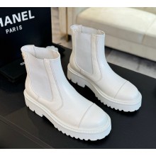 Chanel women's chelsea boots in calfskin white 1202-2024