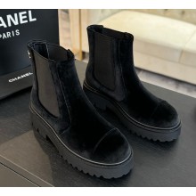 Chanel women's chelsea boots in velvet black 1202-2024