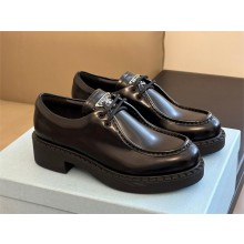 Prada Brushed leather lace-up shoes black 1E249N 2023