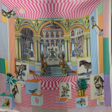 Hermes Theater Cashmere & Silk Sqaure Scarf Pink 2022