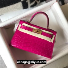Hermes Mini Kelly II Bag in Alligator Embossed Leather Half Handmade rouge
