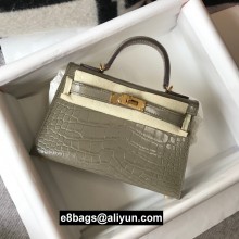 Hermes Mini Kelly II Bag in Alligator Embossed Leather Half Handmade etoupe