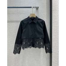 Dolce & Gabbana black COTTON SHIRT WITH LACE 2023