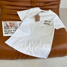 miu miu WHITE CRYSTAL LOGO T-shirt 2023