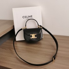 celine Mini besace triomphe in SHINY CALFSKIN Black 2023