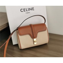 Celine MINI SOFT 16 in TEXTILE AND CALFSKIN Natural / Tan 2022