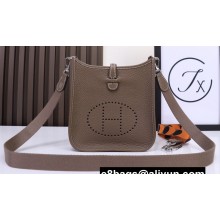 Hermes Mini Evelyne Bag In Original Togo Leather Etoupe with Silver Hardware (Machine Made)