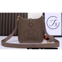 Hermes Mini Evelyne Bag In Original Togo Leather Etoupe with Gold Hardware (Machine Made)