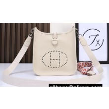 Hermes Mini Evelyne Bag In Original Togo Leather White with Silver Hardware (Machine Made)