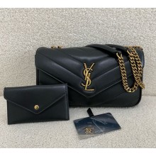 saint laurent LOULOU small in MATELASSÉ lambskin BLACK 2025 (original quality)