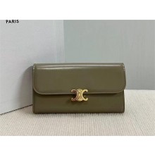 CELINE LARGE WALLET TRIOMPHE in Shiny calfskin GRAY 2024