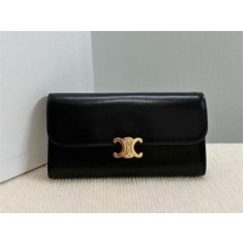 CELINE LARGE WALLET TRIOMPHE in Shiny calfskin Black 2024