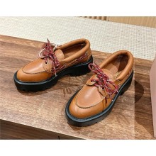Miu Miu calf leather loafers 5D293E sienna 2024