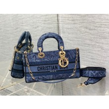 dior Medium Lady D-Joy Bag in Denim Blue Albero della Vita Embroidery 2023