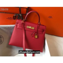 Hermes Kelly 25/28/32cm Bag in epsom Leather with golden hardware red